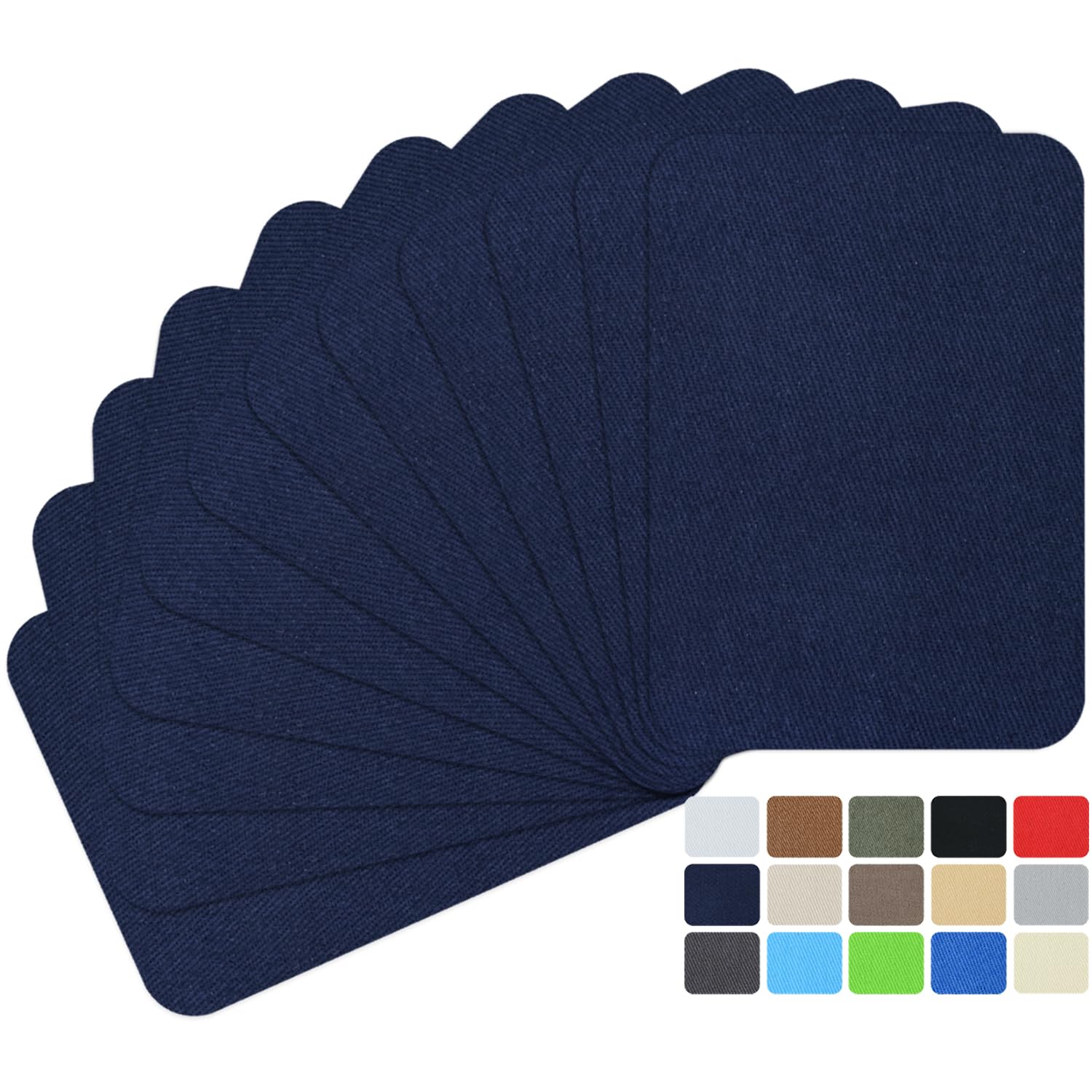 12Pcs Fabric Repair Patches, Iron-on Patches Inside & Outside for Clothing, Premium Quality Patches with Strongest Glue, Size 3" by 4-1/4" (7.5 cm x 10.5 cm) Dark Blue