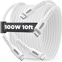 USB C to USB C Cable 100W USBC to USBC [10ft 2Pack] USB C to C Fast Charging Cable Fast Type C to C Charger Cord for iPhone 15 Pro Max Plus,MacBook Pro/Air, iPad Pro,Samsung Galaxy S24 Ultra S23,Pixel