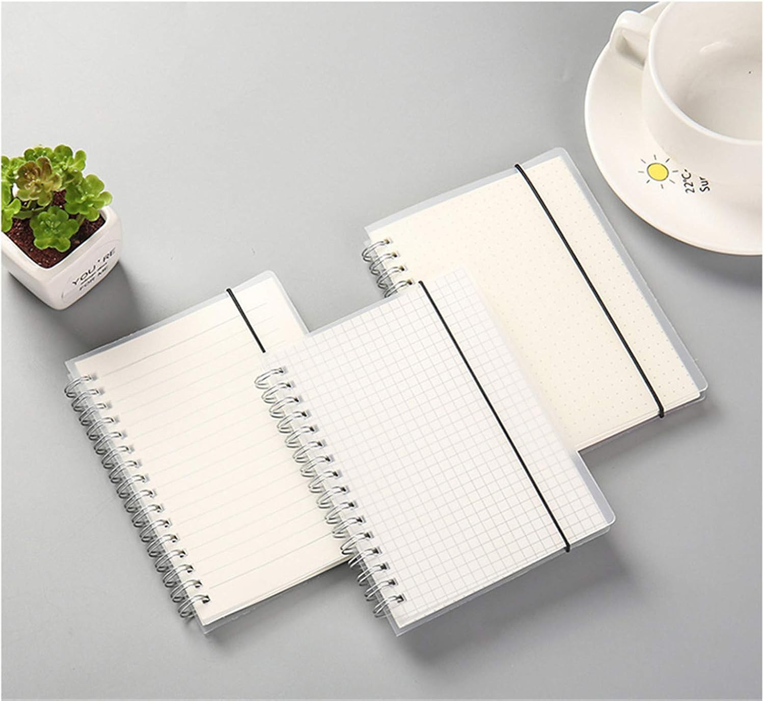 Yansanido 6 Pcs A6 Graph Paper Clear Hardcover Spiral Notebooks Journals Planner 5.7 Inch x 4.1 Inch 160 Pages (80 Sheets) Thick Paper (Grid 6 Pcs) image 5