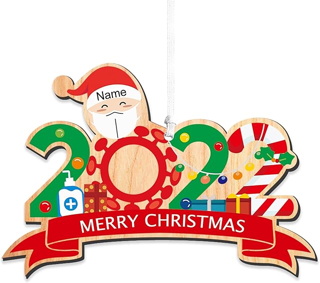 howson london Personalised Survived Family Decoration 2022 Family Christmas Ornament Quarantined at Home Lockdown Year Gift UV Printed Christmas Bauble Holiday Xmas Tree Bauble (Family of 1)