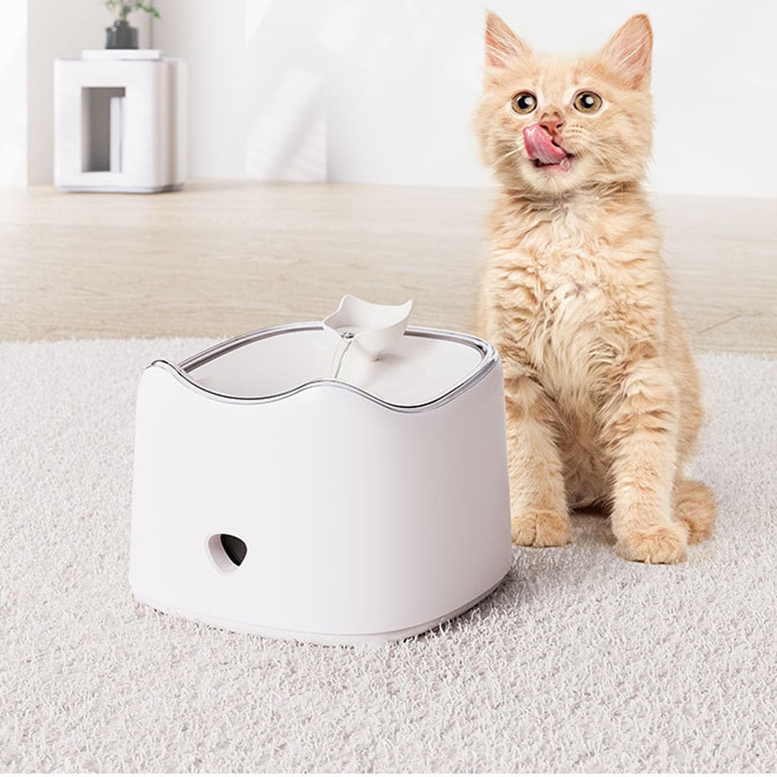 Generic Fuente de Agua para Gatos Silenciosa con Energía Solar, Dispensador de Agua para Perros de 1,8 L para Múltiples Mascotas, Material de Silicona Monocristalina ABS Seguro