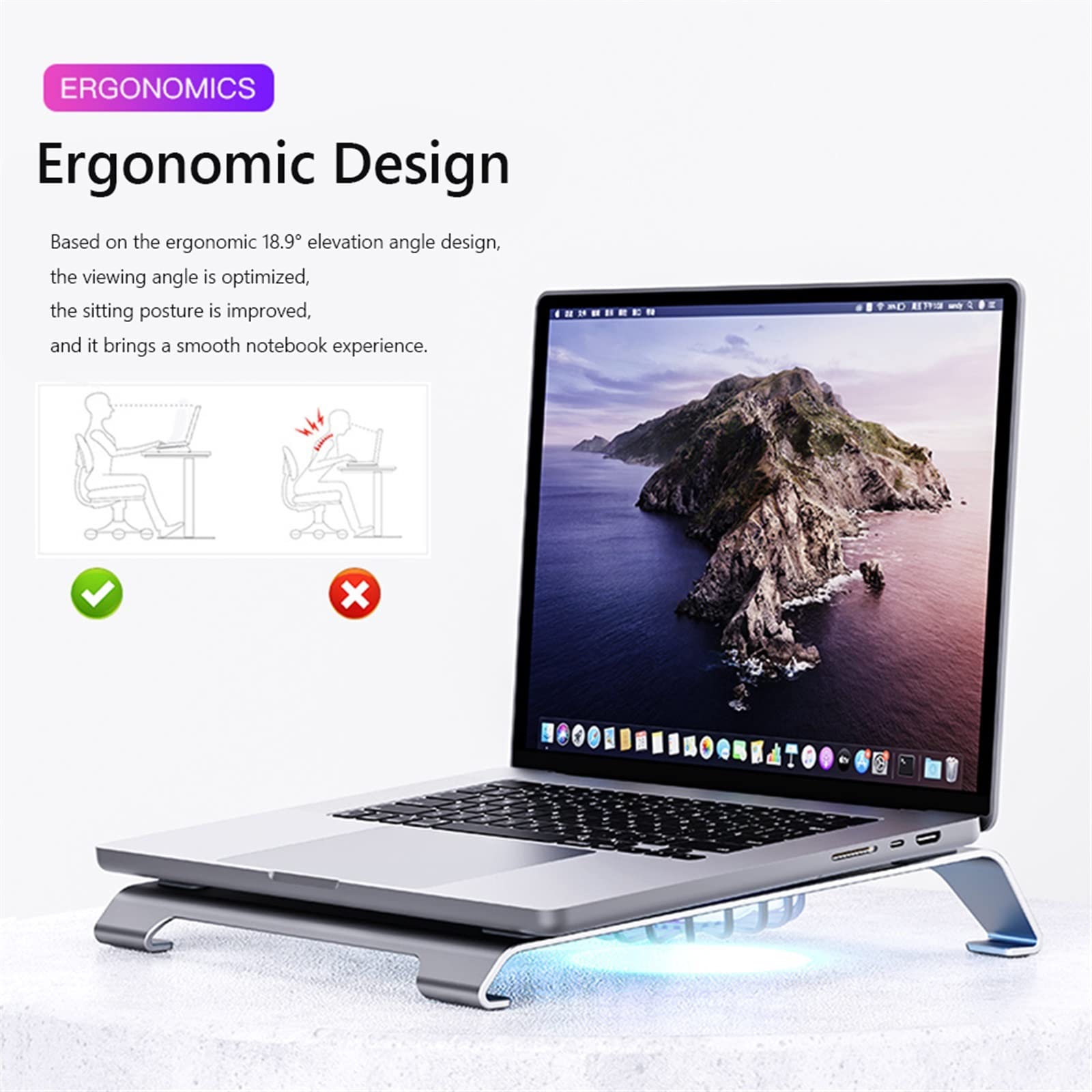 DieffematicZJ Stojak na laptopa Laptop Cooling Pad With Dual Cooling Fan Aluminum Laptop Stand Notebook Cooler Holder Computer Radiator Bracket
