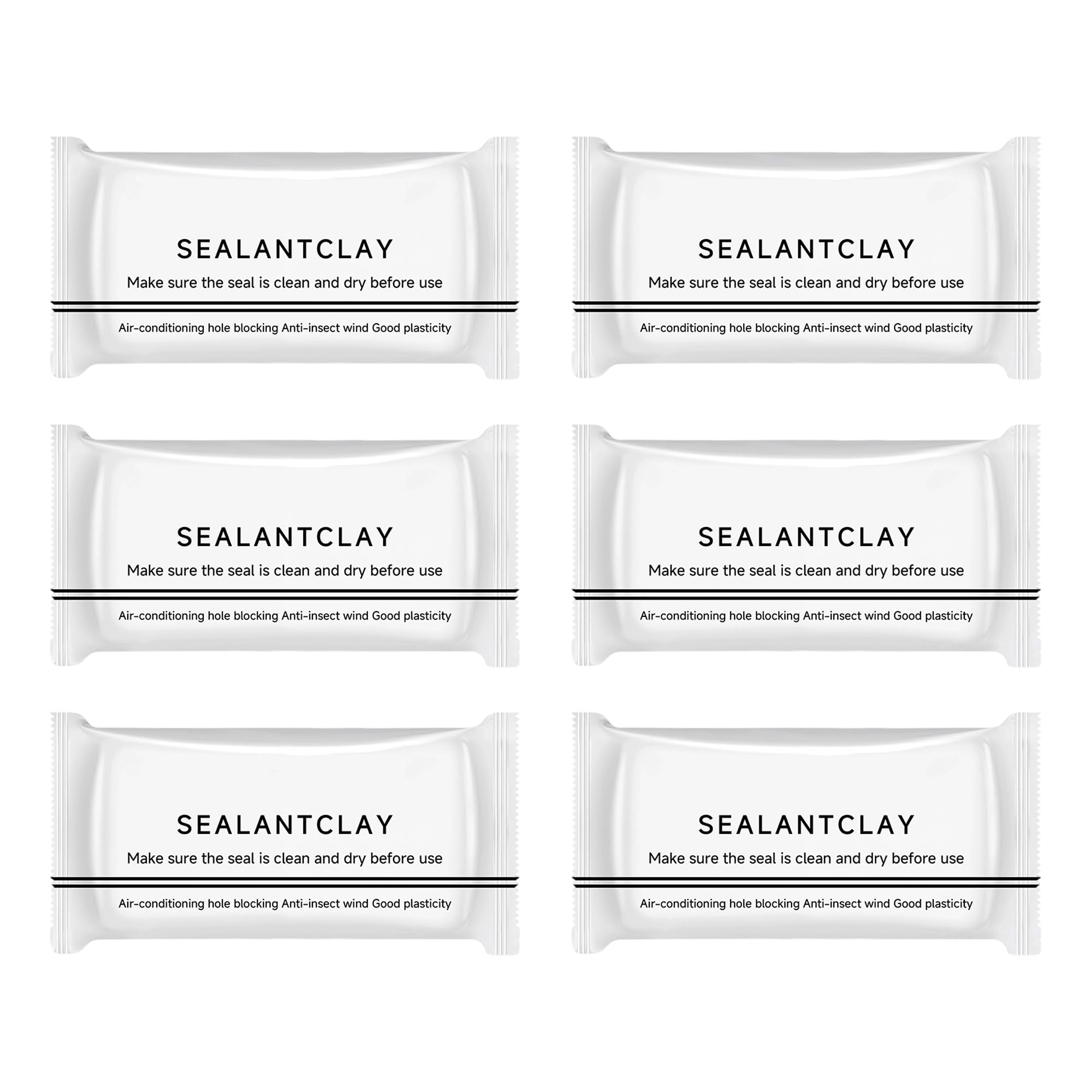 Mastic Sealant Clay, White Waterproof Sealant Putty to Fill Holes, 6PCS Flexible Sealing Clay for Air Conditioning Pipes and Wall Gaps, Quick Repair Putty for Pipe Connections, Easy Application