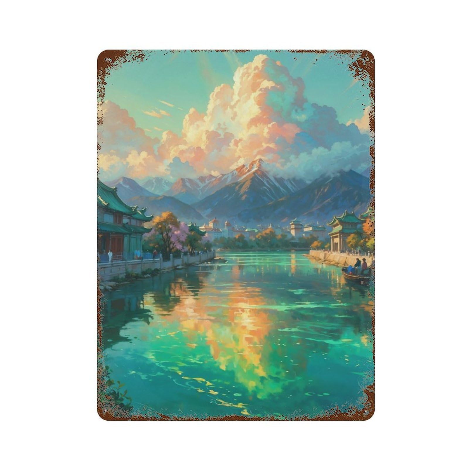The River Journey Distressed Metal Wall Sign 15.7"x11.8", Ideal for Garage, Bar And Workshop Decor