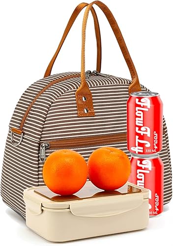 Vista 7 de FlowFly Fiambrera térmica con correa de hombro y asas para mujer, hombre y niños, amplia y reutilizable, congelable, bolso organizador de alimentos