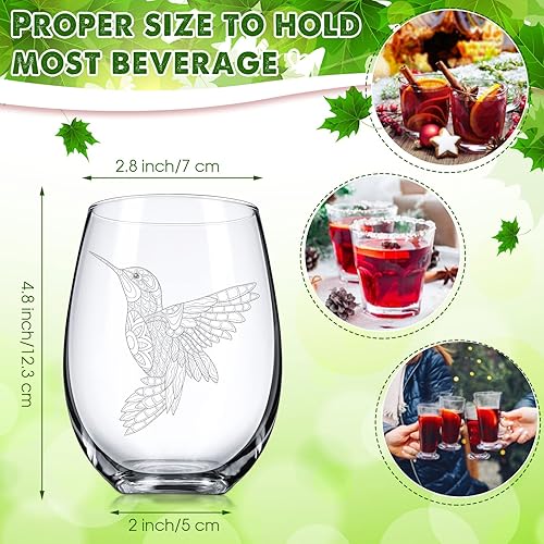 Miniatura 2 de 2 copas de vino sin tallo de colibrí de 17 onzas, regalos temáticos de colibrí para Navidad, día de San Valentín, cumpleaños, aniversarios,