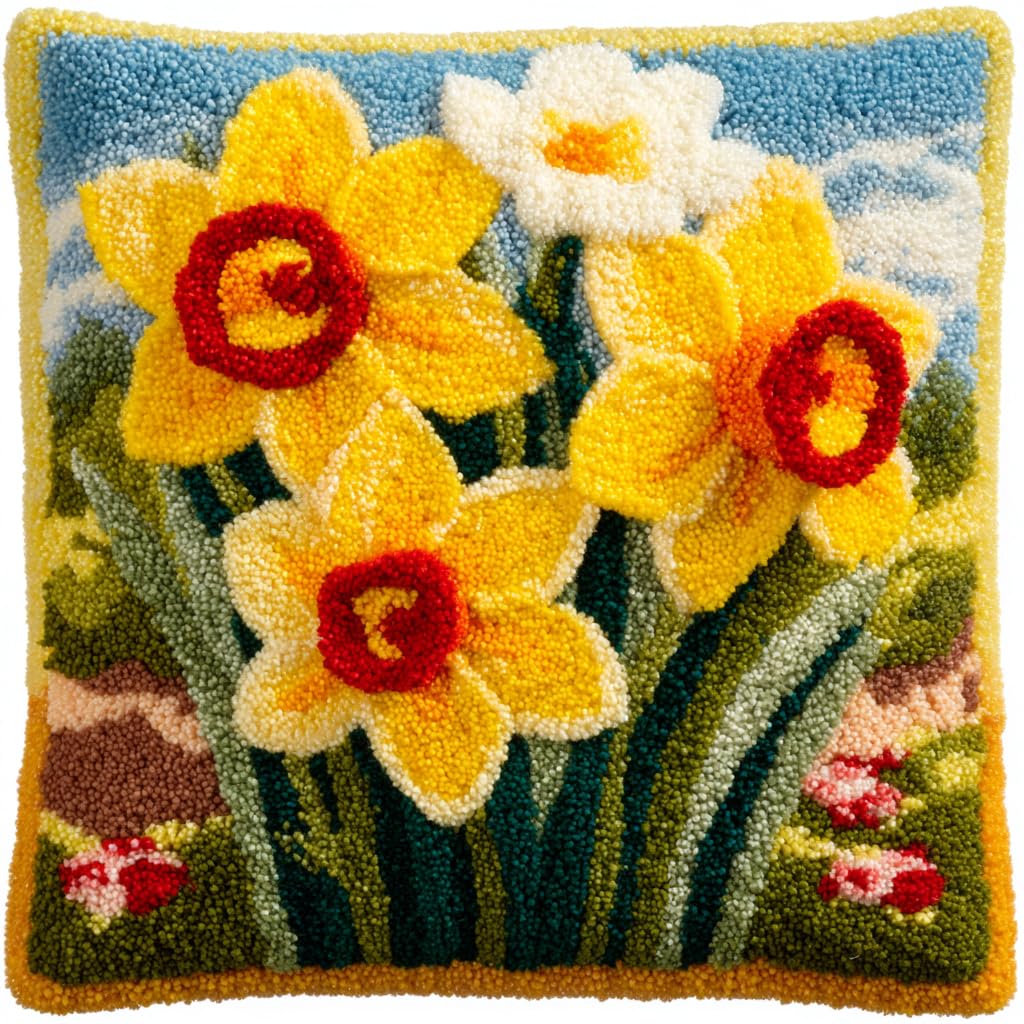 Henypt Latch Hook Kits for Beginners Narcissus Flowers