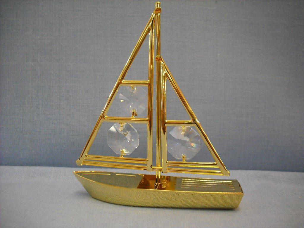 Hartes Gold 24K Plated Sailing Boat With Swarovski Crystals