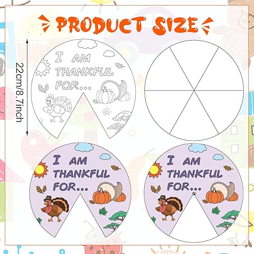 Miniatura 2 de Poen Kit de manualidades de Acción de Gracias de 24 piezas, color tuyo yo soy agradecido por rueda, kit de manualidades de pintura de Acción de