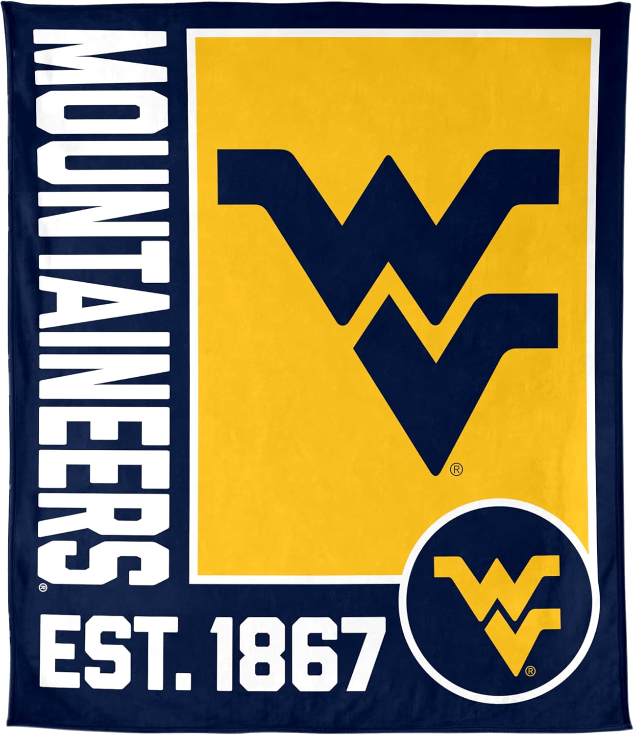 FANMATS NCAA West Virginia Mountaineers Super Plush Throw Blanket – 60" x 70" Size | Team Color | Ultra-Soft Polyester Material