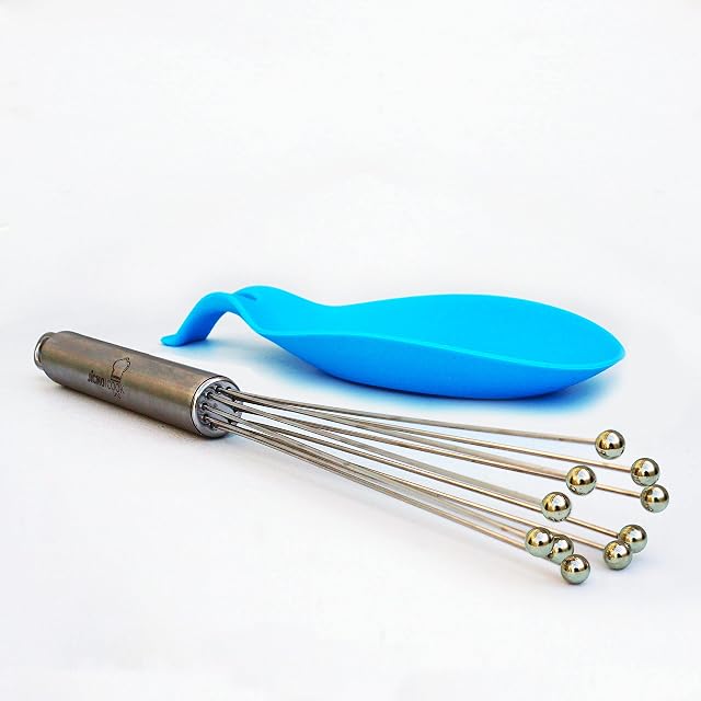 Stainless Steel Ball Whisk  Heat Resistant Flexible Straight Wires with Balls - Ideal for Whisking Hot or Cold Ingredients - Handheld Small Whisk  10 inch / 26 cm - JiGMO
