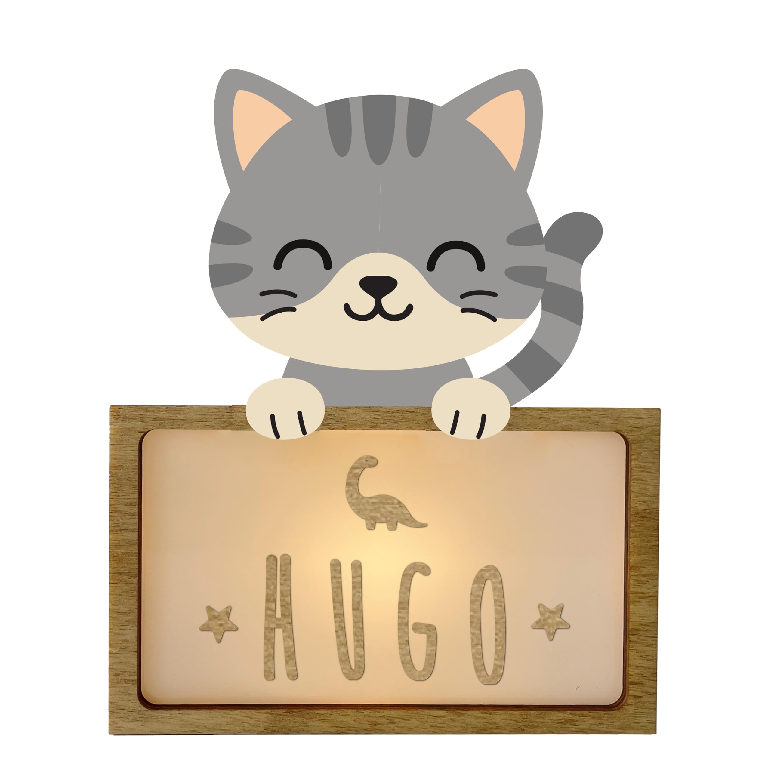 Cadeau bébé naissance personnalisé lampe veilleuse enfant chat WONDEE