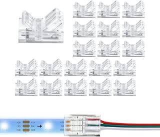 20 Pcs LED Strip Connector 3 Pin 10mm Lights Waterproof Adapter 22 Awg Wires Connector for RGB 5v 12v 24v Unwired Gapless Track Strip Light (3pin-10mm)