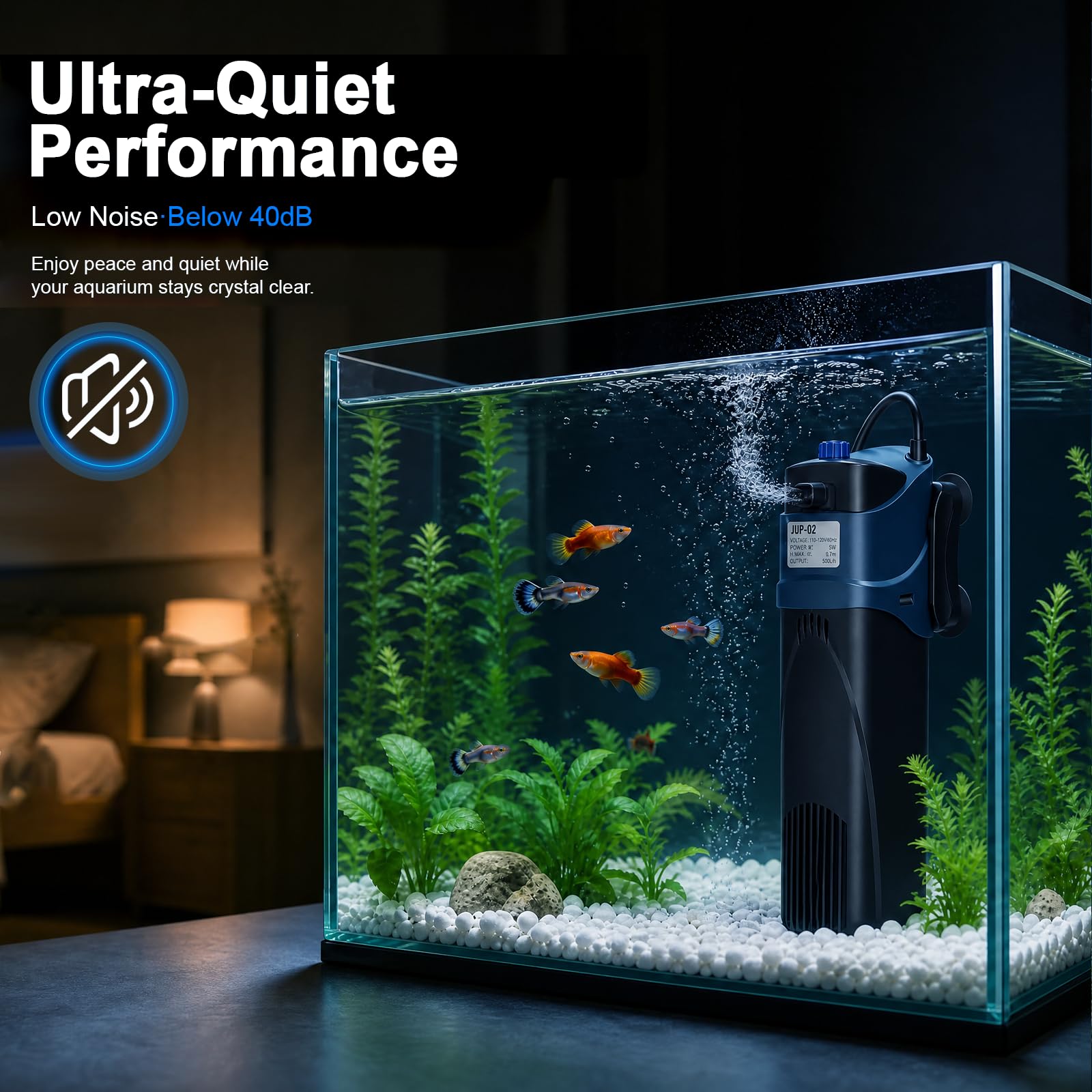 coospider-repta Filtre d'aquarium 132 GPH vert propre submersible machine U-V pour aquarium pour aquarium de 10 à 90 gallons