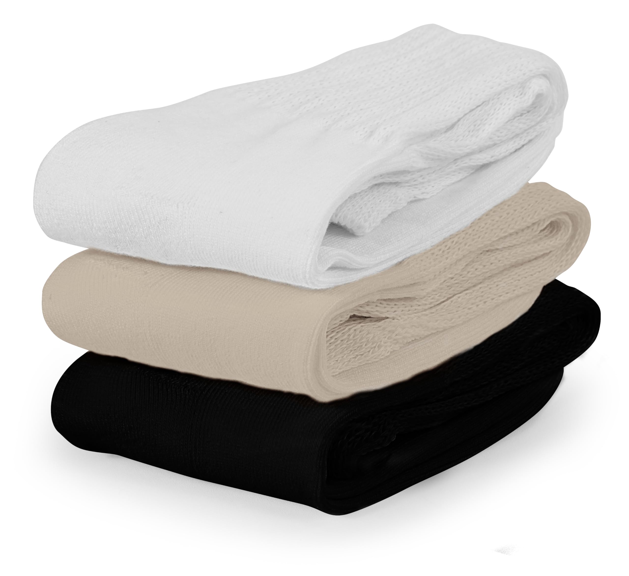 BomKinta Crew Slouch Socks Women - Retro Scrunch Short Sock - Soft Solid Ankle Socks Size 5-11: Black White Cream -3 Paris