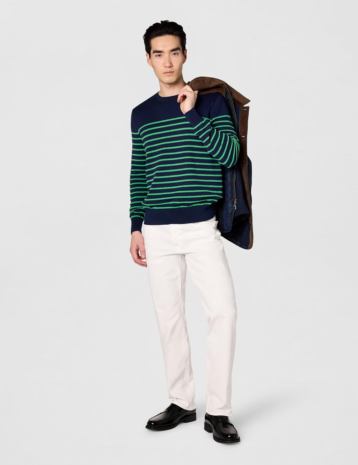Brooks Brothers Men's Nautical Stripe Terry Crewneck Sweater