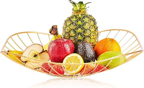 LINXIU Cesta de frutas de alambre de metal, cuencos de frutas para decorar la encimera de la cocina, tazón, almacenamiento de verduras, soporte para