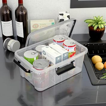 10 Quart Airtight Storage Tote 6 Pack, Clear Latching Storage Box