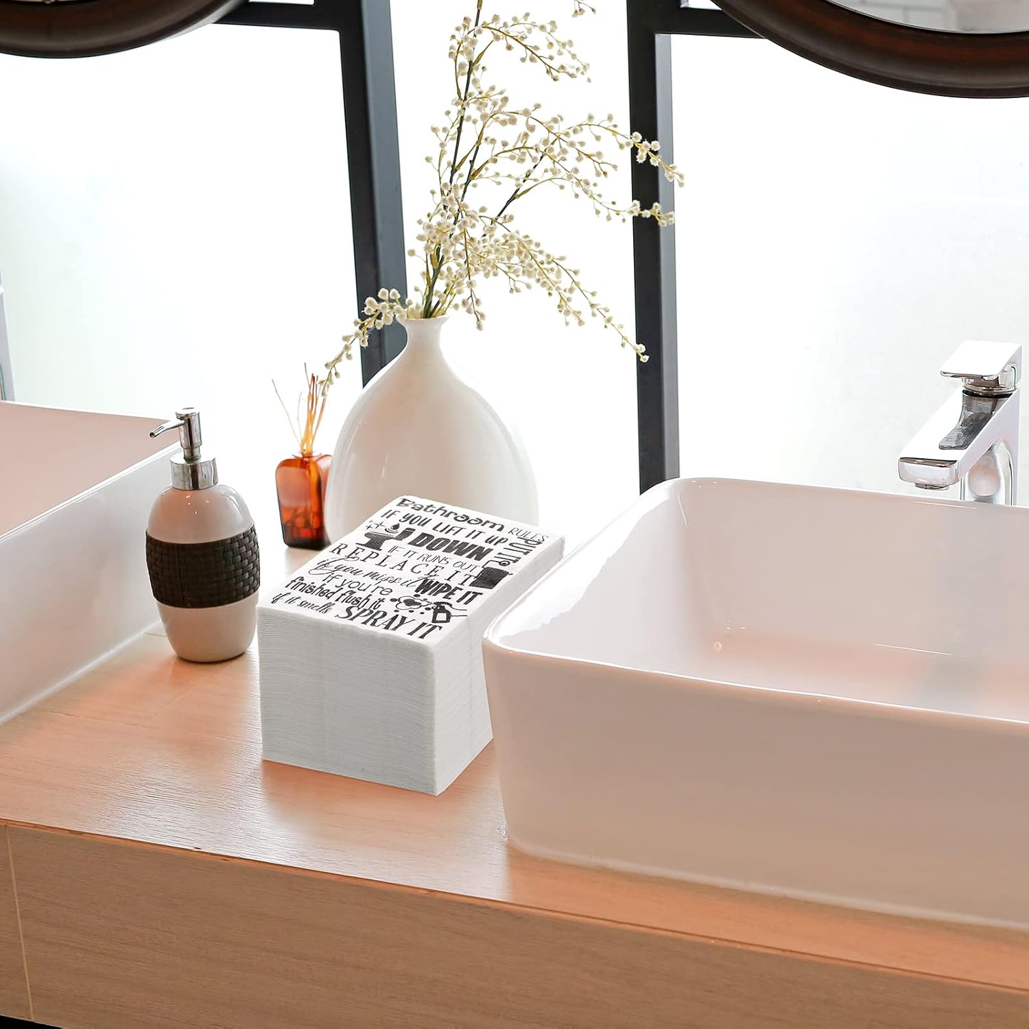 200 Pcs Bathroom Disposable Napkins Guest Paper Towels Bathroom Rules Etiquette Disposable Hand Towels for Room Wedding Birthday Anniversary Supplies