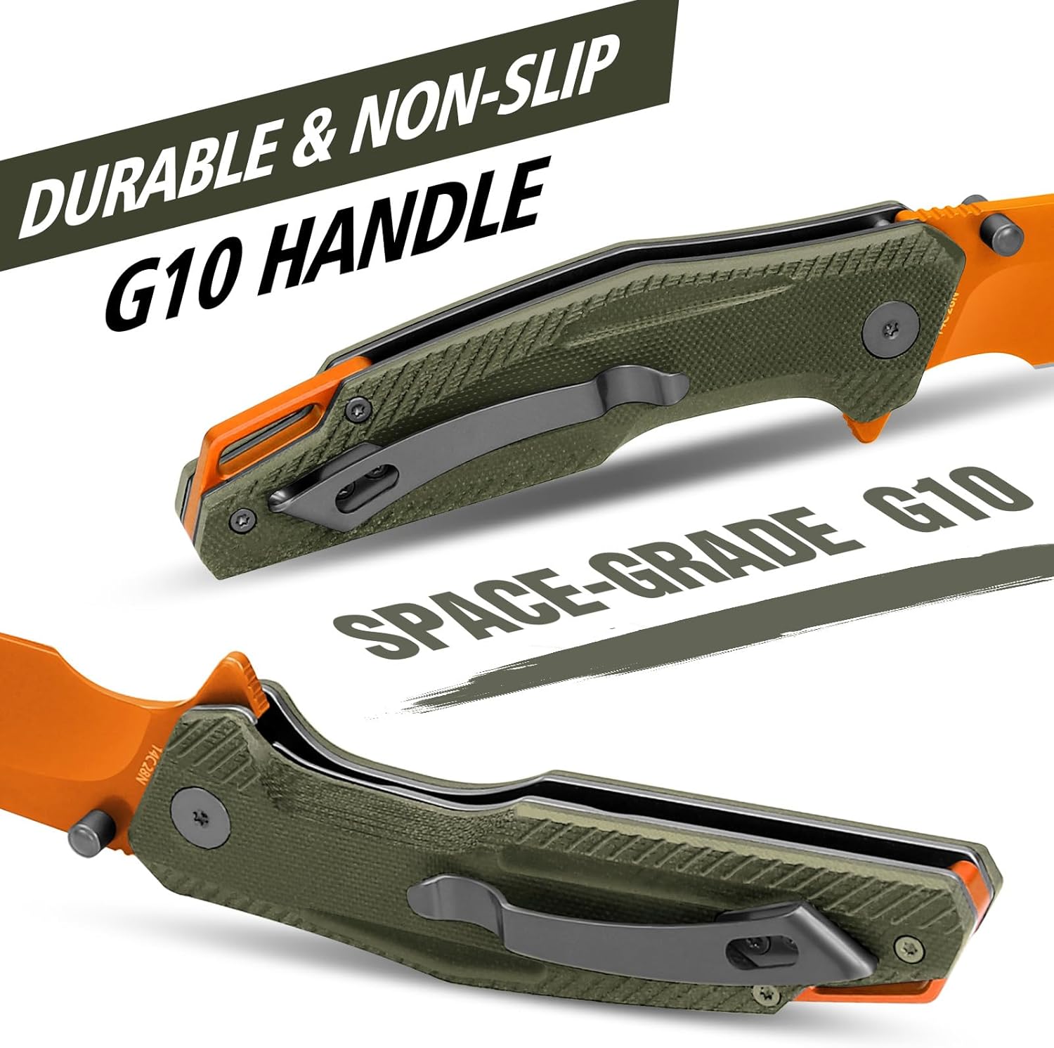 FINTISO Pocket Knife, 3.26" Premium 14C28N Blade G10 Handle with Fire Starter Function, Folding Knife with Pocket Clip for Men Women, EDC Knife for Outdoor Camping, Hunting, Hiking, Survival, Falcon Series