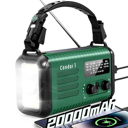Emergency Crank Radio, 20000mAh Solar Hand Crank Weather Radio NOAA/AM/FM