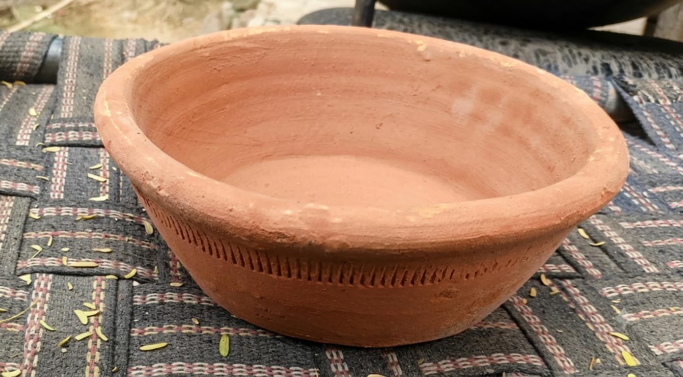 Traditional Handmade Terracotta Clay Kundi Mitti Bowl | Multipurpose Use, Natural Cooling Property, Hand-Crafted Design, Bird Feeder & Planter, Made by Local Artisans-image-17