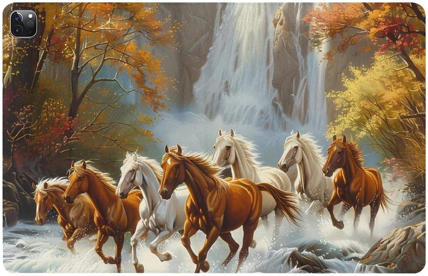 Life Mountain Stream Running Horse Wild Printed Case Trifold Stand Protective Cover Compatible with iPad Pro 2020/2021/2022 (12.9in)