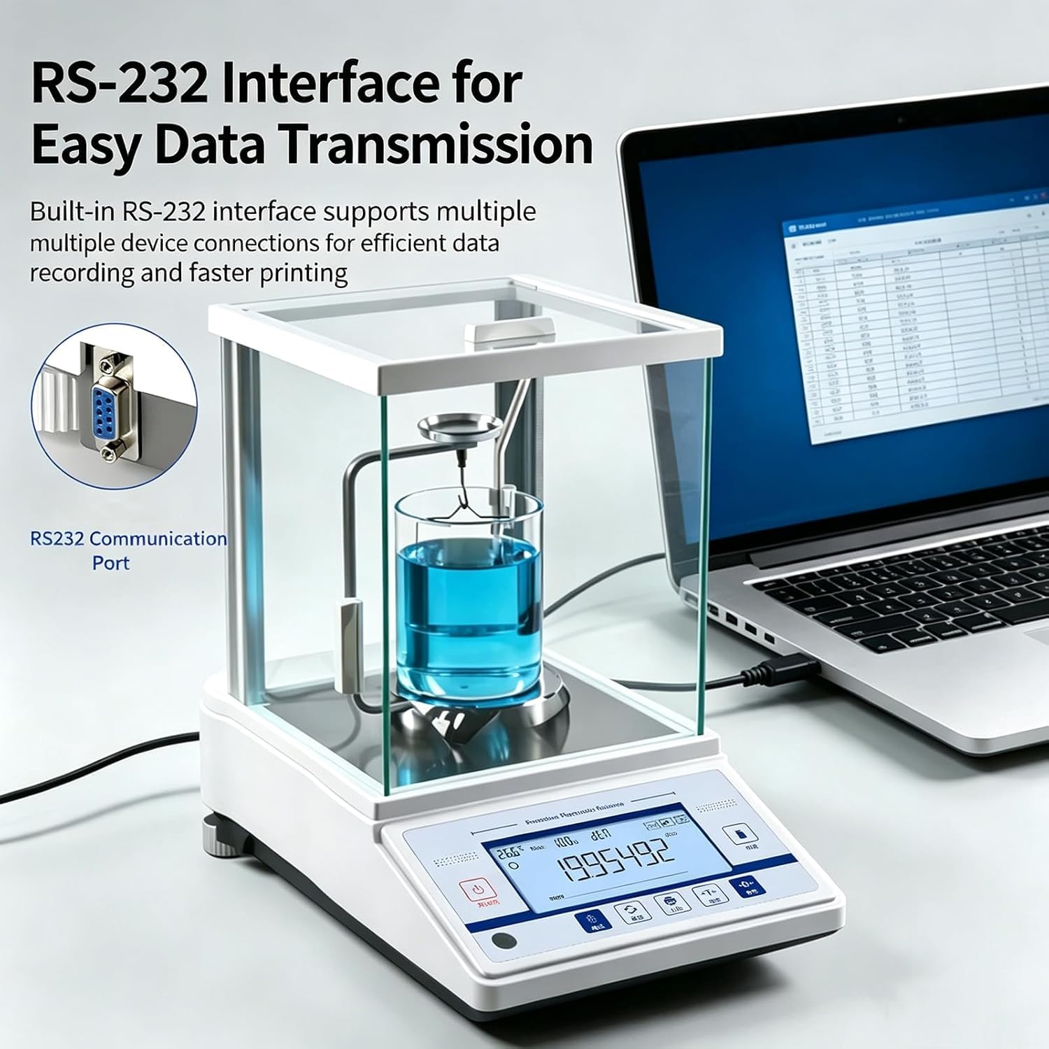 Balance Analytique De Laboratoire, Balance Numérique De Haute Précision 200 G X 0,0001 G, avec Pare-Brise Et Interface Rs232, Étalonnage Externe, Capteur Haute Sensibilité, pour La Recherche