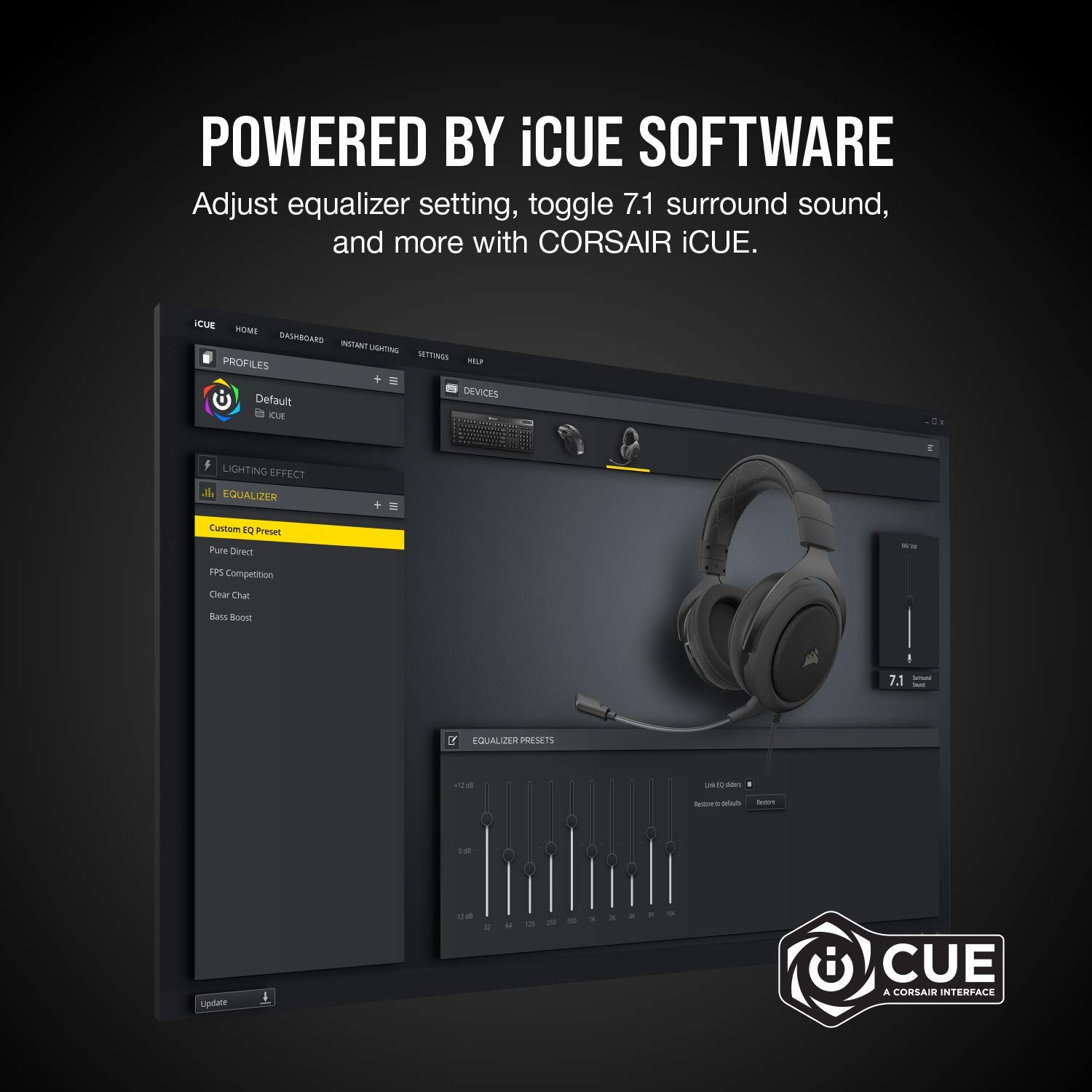 Corsair HS60 PRO 7.1 Virtual Surround Sound Gaming Headset with USB