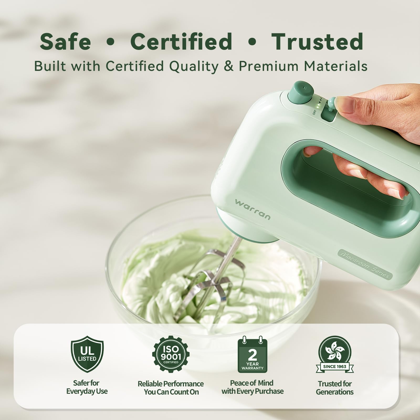 Frullatore elettrico piccolo e leggero con potente motore DC silenzioso per cuocere, torte, brownies, pasta biscotto, ideale per la cucina casalinga