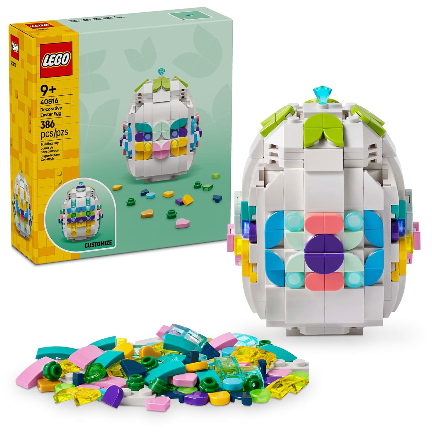 LEGO Decorative Easter Egg Building Toy for Girls & Boys - Springtime Craft Activity for Kids, Ages 8+ - Basket Stuffer or Gift Idea for Easter - 40816