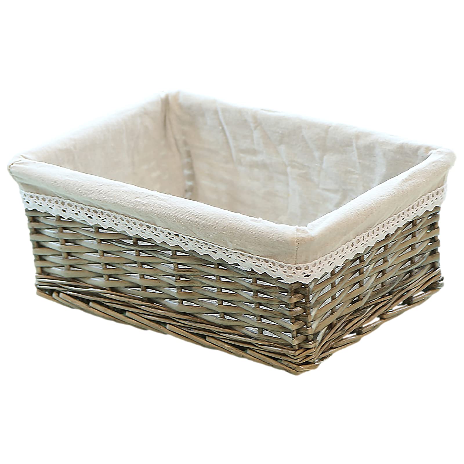 rismart Vimini Rattan Cestini per Servire Pane Spuntini Conservazione Fatto a Mano Decoro Ciotola Grigio
