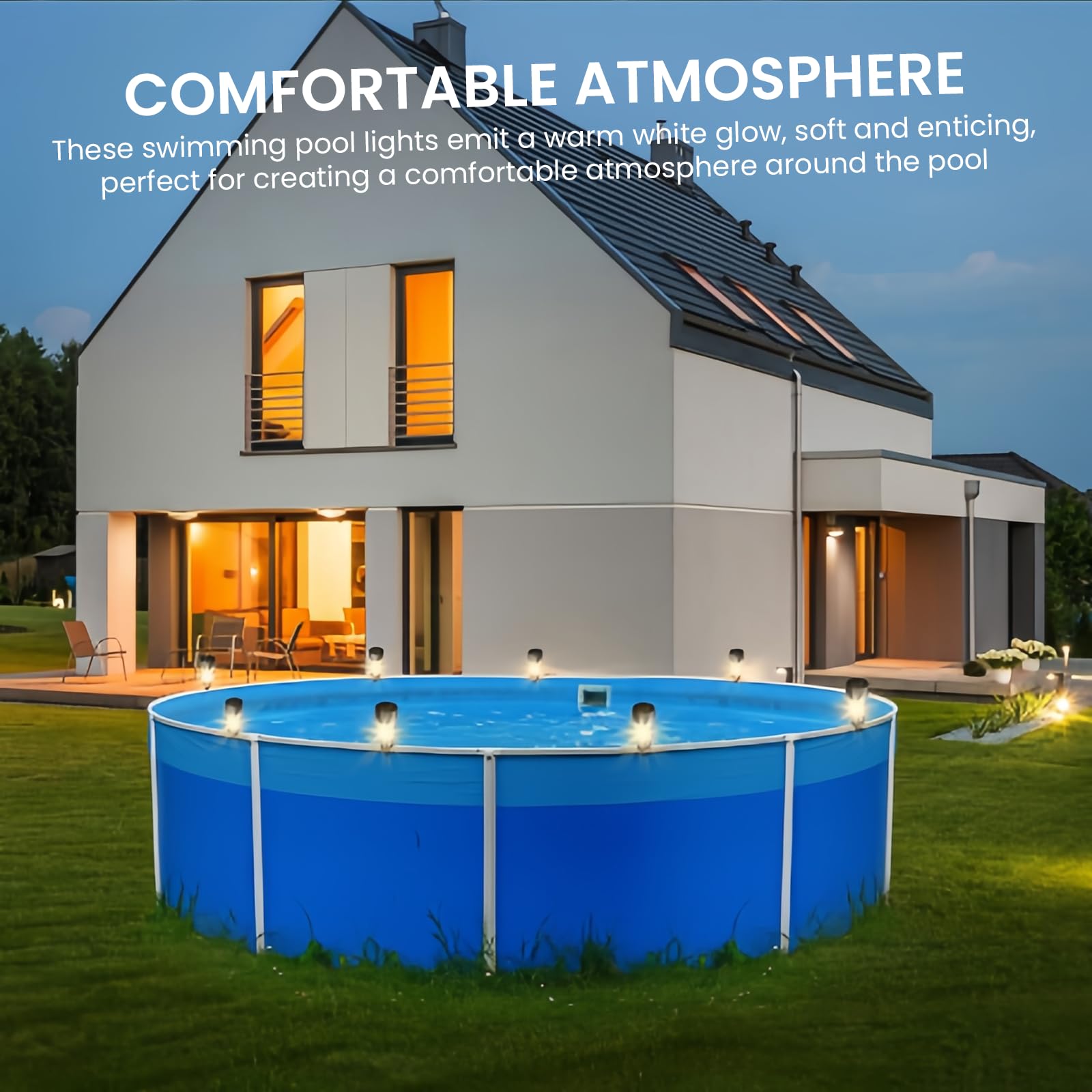 BORDEAG 10 luces para piscina, luces solares para vallas, luces LED para piscina, iluminación de estanque, luces solares para piscina, impermeables, para decoración de jardín
