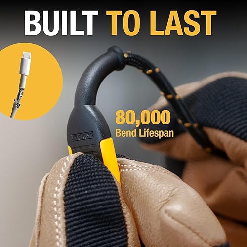 Miniatura 7 de DEWALT Cable USB C resistente, cable USB C de 60 W, de alta velocidad tipo C a tipo C, cable de carga rápida PD USBC de carga rápida para iPhone