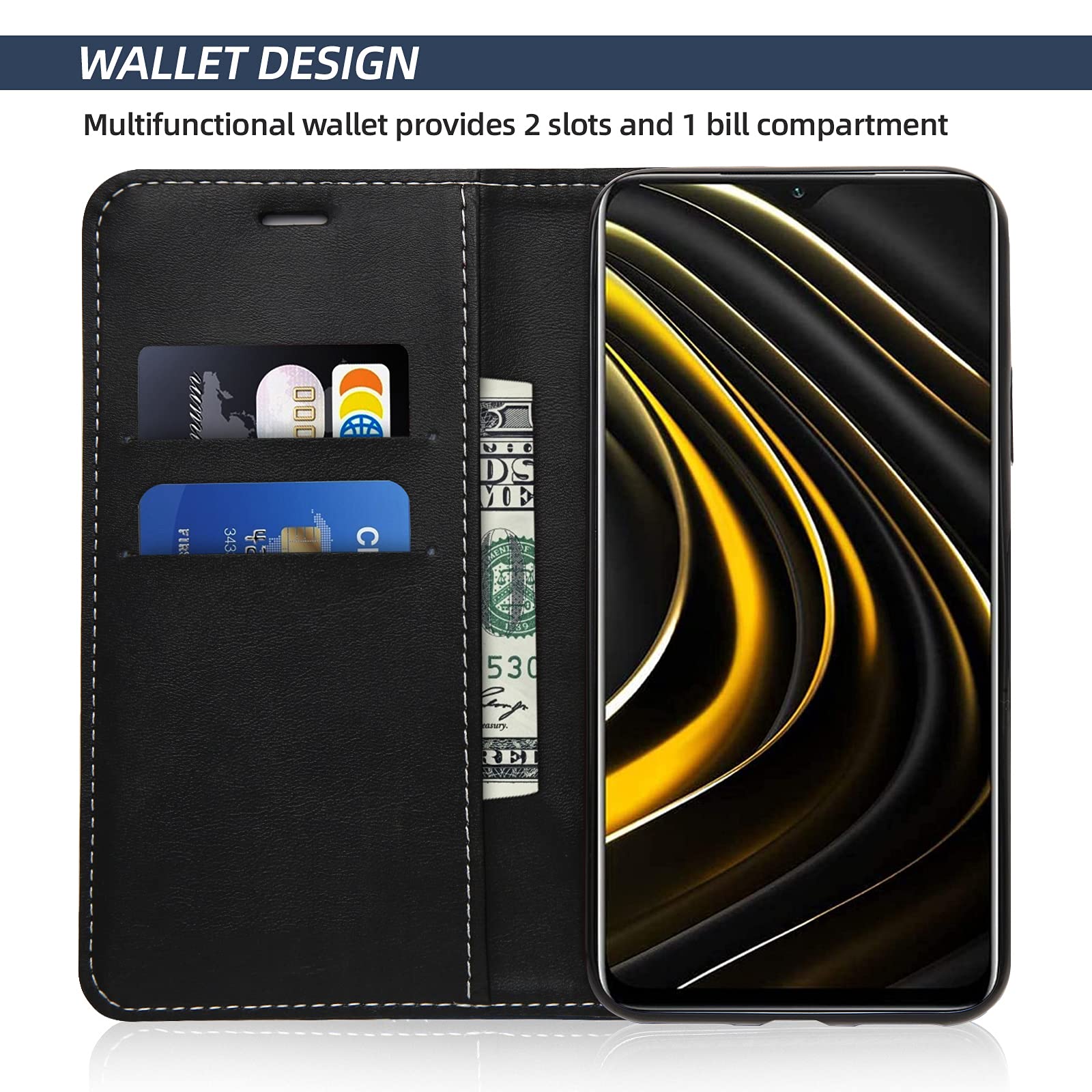 Xiaomi Redmi 9t Custodia Portafoglio in Cover per Cellulari
