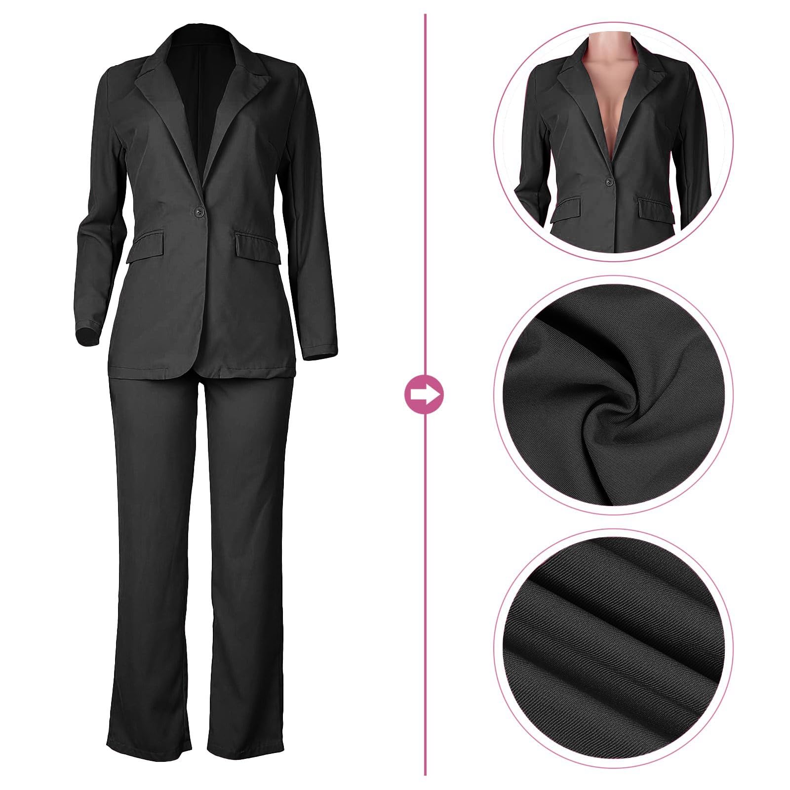 Completo Donna Elegante 2 Pezzi Gilet Giacca Lunga Maniche e Pantaloni in Vita Alta Tailleur Ragazze Eleganti Estate in Tinta Unita Vita Alta Curvy Pantalone Due Pezzi Suit Cerimonia Set per Donne