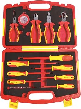 1000V Insulated Electrician Screwdrivers & Pliers Set-13pcs Electrical Tools Kit with Magnetic Phillips &Slotted Screwdrivers, Pliers, VDE & GS Certified, IEC 60900 standard, S677A-13