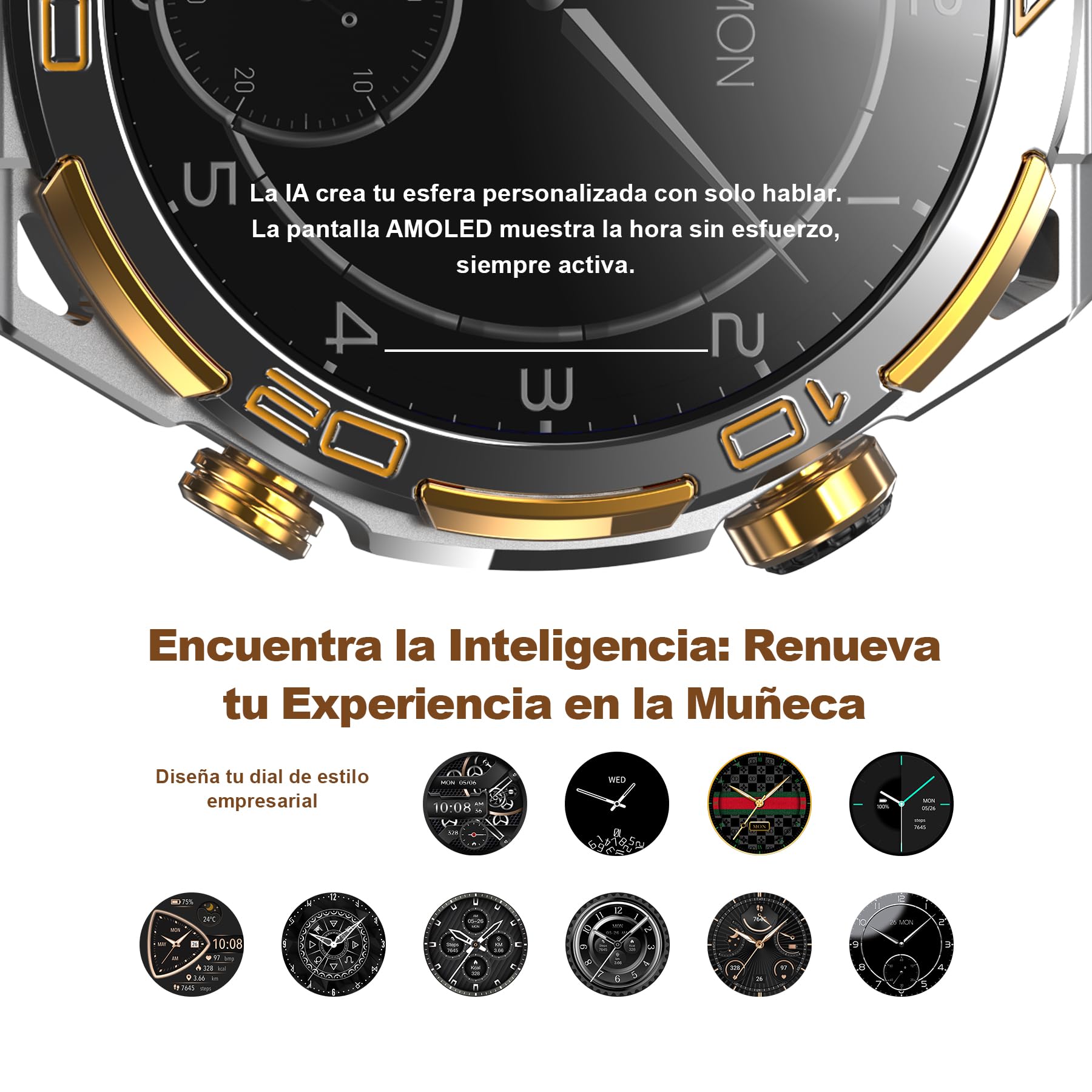Reloj Inteligente con GPS, AI, Linterna, Brújula, 1.43" AMOLED Pantalla Siempre Activa, Smartwatch Hombre con Notificación Llamadas Bluetooth, 100+ Modos Deportivos, Reloj Inteligente para Android iOS