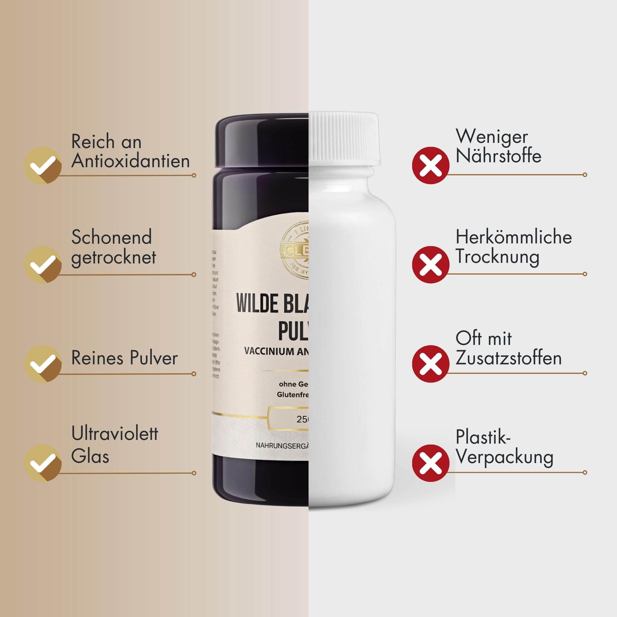 I-like-it-Clean® - Wilde Blaubeeren Pulver (Vaccinium angustifolium) - 250gr - aus unbeührten Wäldern der Ostküste Kanadas - vegan, ohne Hilfststoffe - in Deutschland abgefüllt