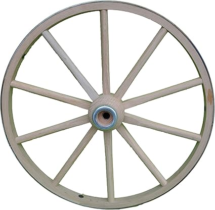 Functional - Wood Wagon Wheel - Small Cart Wooden Wagon Wheels - 16 inch with 10 staggard spokes and 1/2 inch steel sleeve axle hole