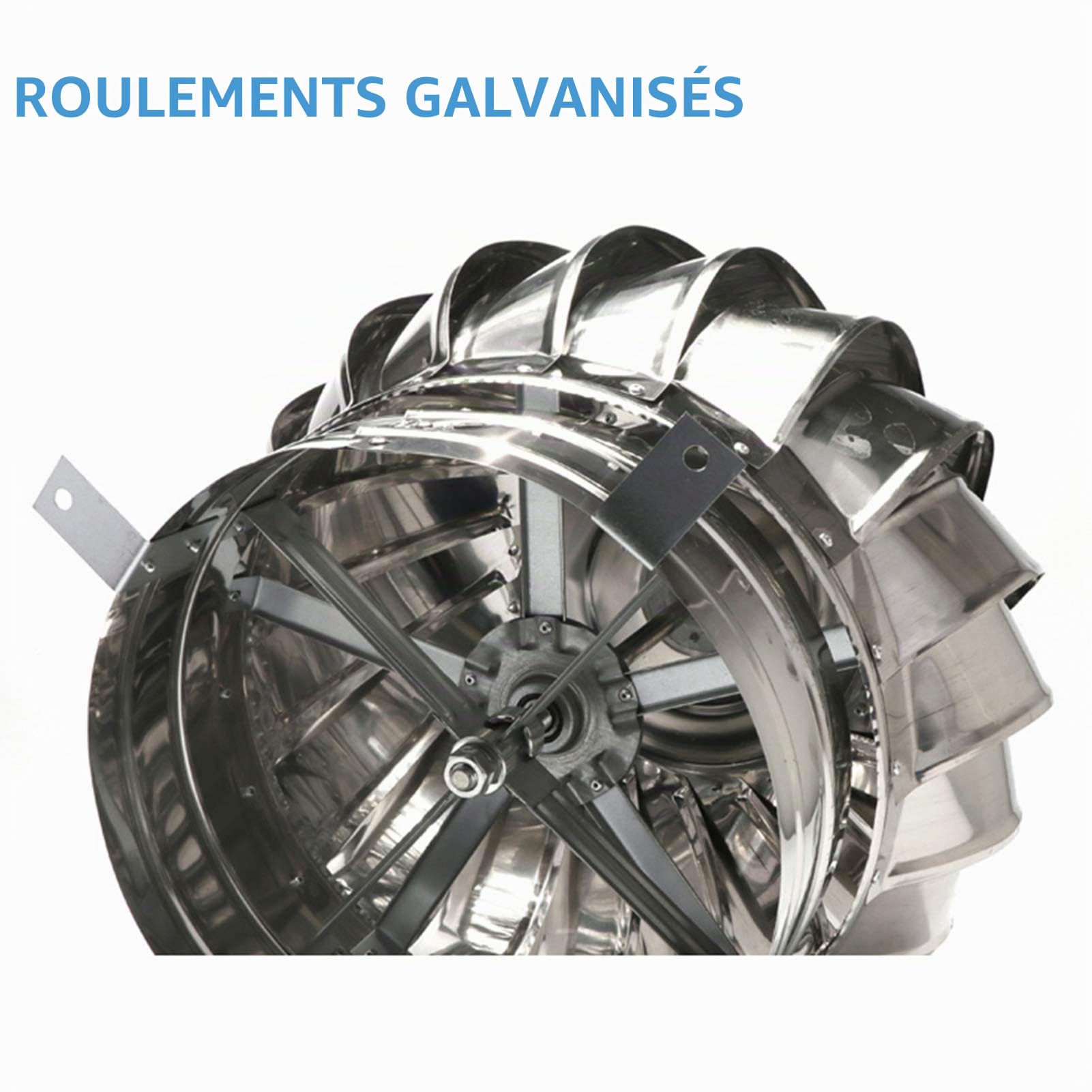 Rotatif Extracteur De Fumées, Ventilateur Turbine Ventilateur Étanche Étanche À La Pluie Acier Inoxydable Chapeau De Cheminée Échappement Le Toit Grenier Ferme Usine Ventilation,100mm