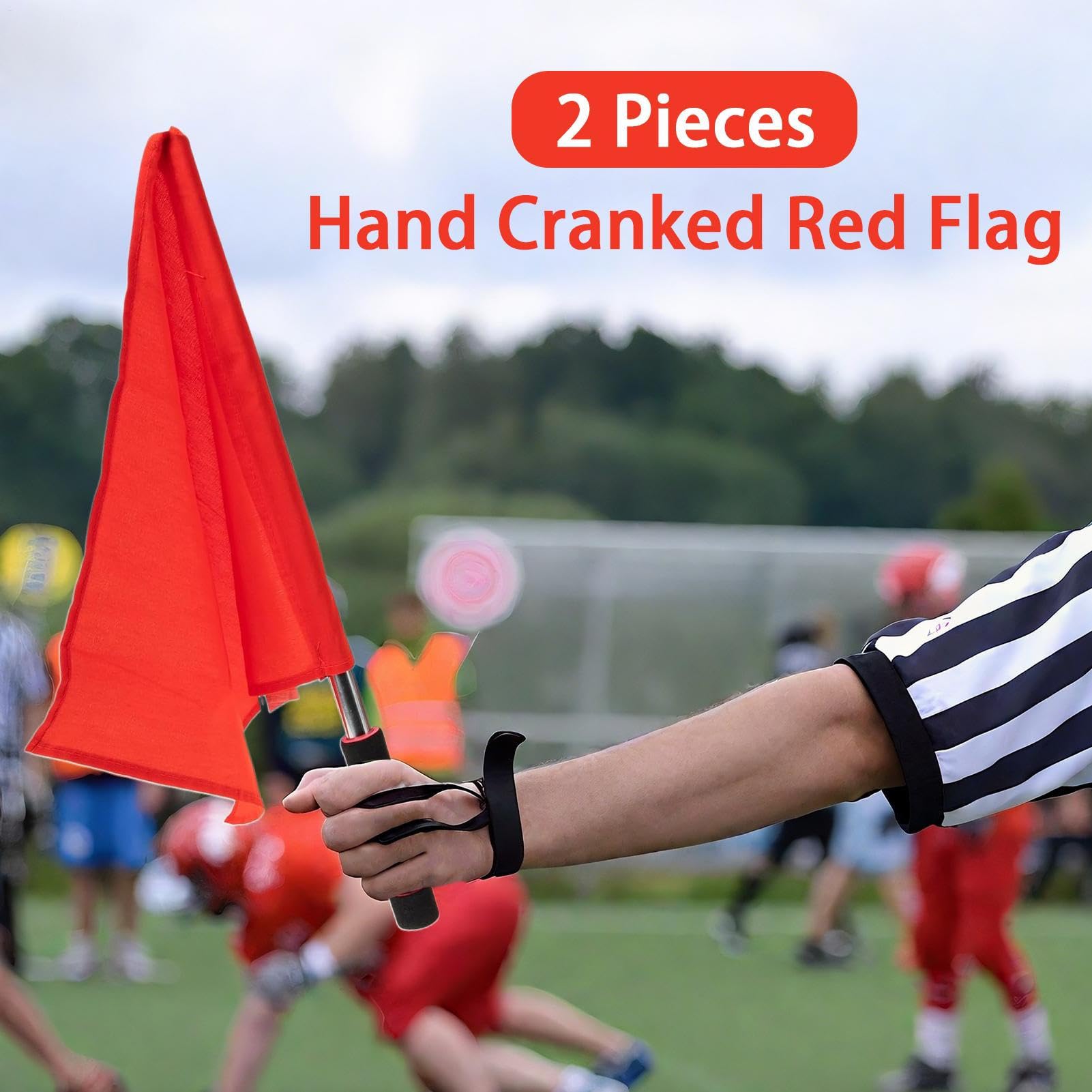 2 Bandiere per Arbitro di Calcio, Bandiera Rossa per Arbitro in Acciaio, Bandiere guardalinee per arbitri e assistenti, Bandiera Portatile per Eventi su Pista e Campo, Partite Sportive