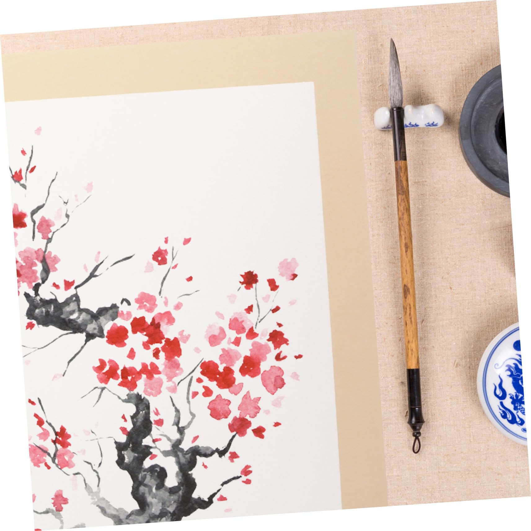 LOLIPPYY 10 Hojas de Papel Xuan Beige Papel Grueso Rectangular para Caligrafía China y Pintura Principiantes y Amantes del Arte