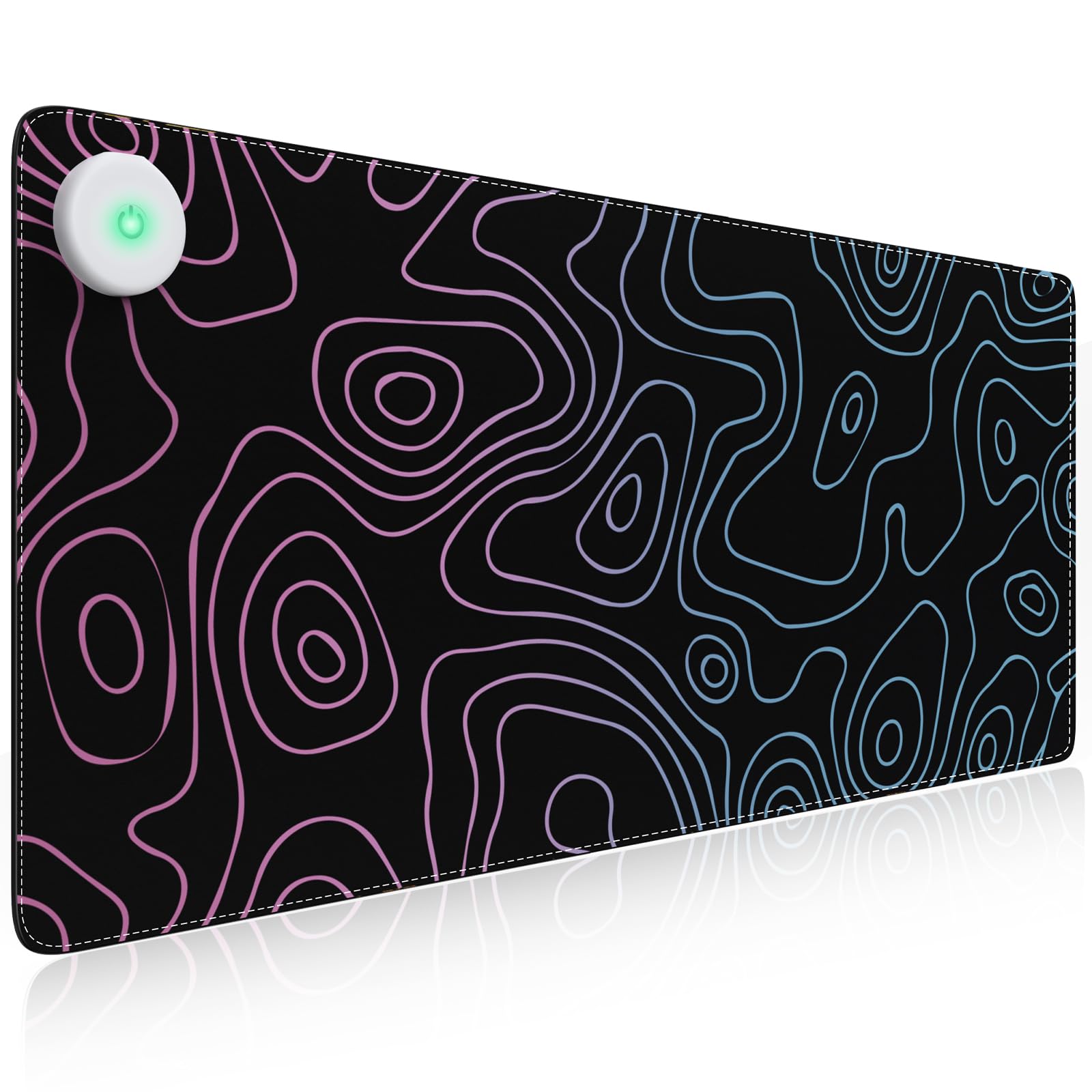 Photo 1 of iLeadon Heated Mouse Pad, Heated Desk Mat, Electric Warm Desk Pad with 3 Heating Levels & 3 Auto Shut-Off Levels, 31.5" x 13" Large Safe Desk Mat Hand Warmer for Home Office Work, Black Topographic A 1-black Topographic a