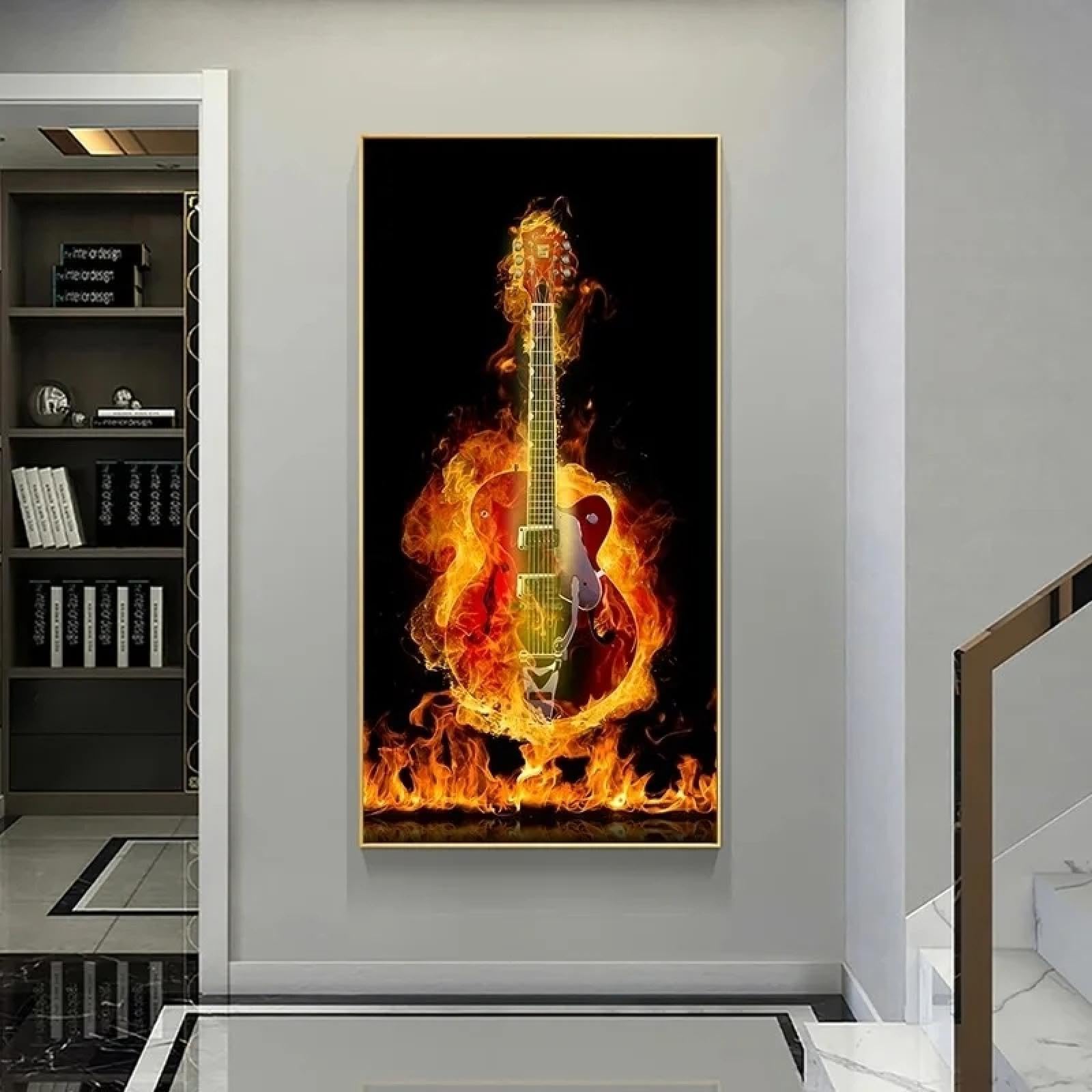 dsdsgog Stampe su tela Strumenti musicali per pittura su tela Chitarra elettrica Poster Stampe artistiche da parete per la decorazione del soggiorno Immagini 40x80 cm * 2 Senza cornice
