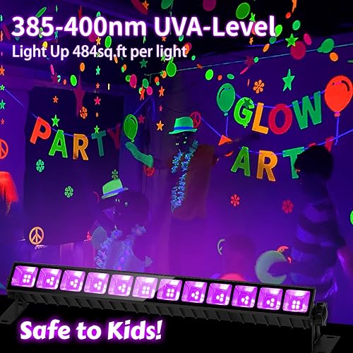 Miniatura 3 de Luz negra de 45 W, barra de luz negra LED con cable de 6.6 pies, brilla en la oscuridad de 28 x 28 pies, para fiesta brillante, decoración de neón,