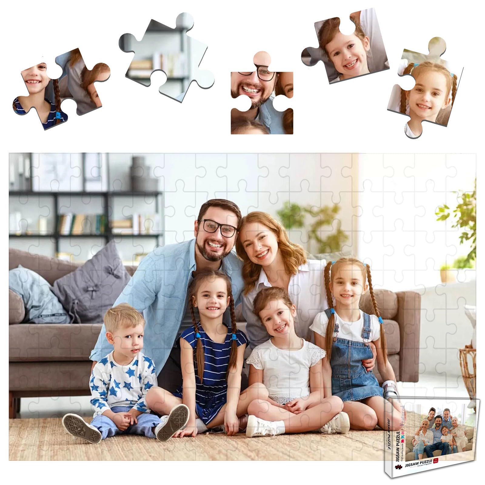 custyoulife Custom Jigsaw Puzzle 60/120/200/500/1000 Pieces, Personalised Puzzle from Your Own Photos, Customised Wood with Picture Gifts for Christmas Wedding Birthday Family
