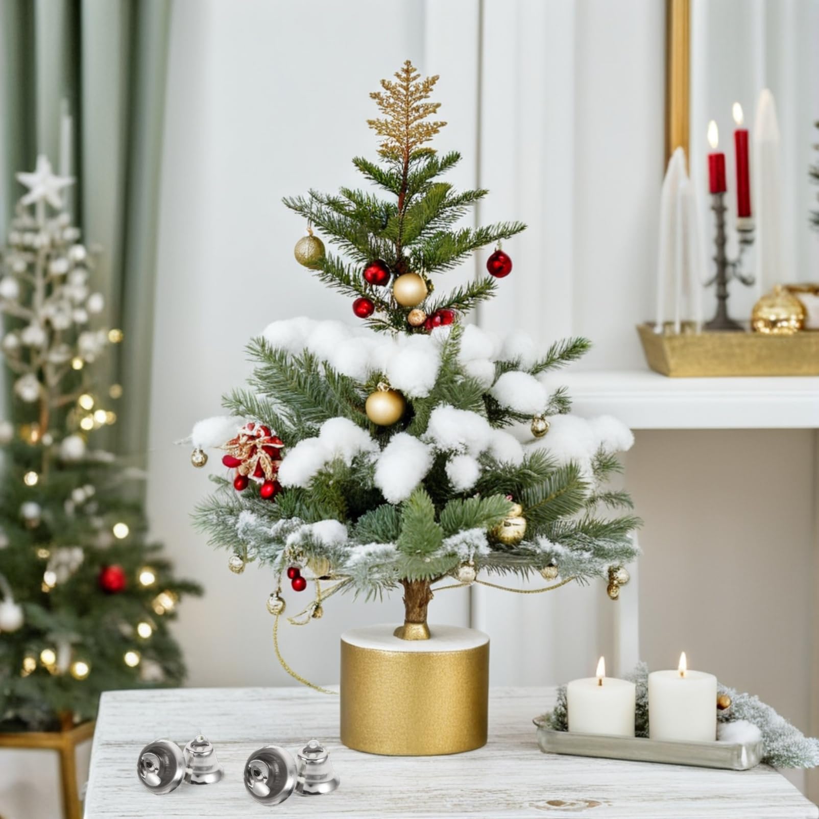 20 Clochettes de Noël en Métal Argenté 2,1 Cm pour Décoration de Sapin, 20 Pièces pour Bricolage Fête Suspendre Murale