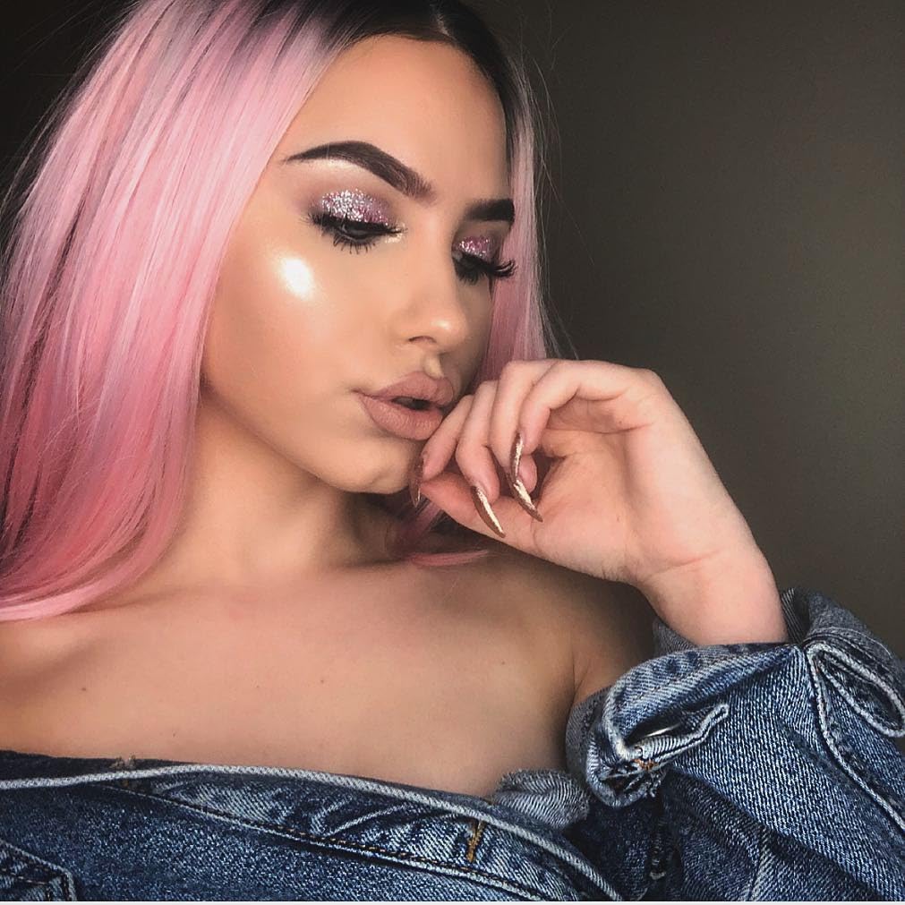 xiweiya Long Pink Lace Front Wig Straight Pastel Pink Synthetic 13x3 Lace Front Wig Middle Part Glueless Wig Natural Hairline Heat Resistant Fiber for Women, Drag Queen Cosplay Makeup Party 24 Inch