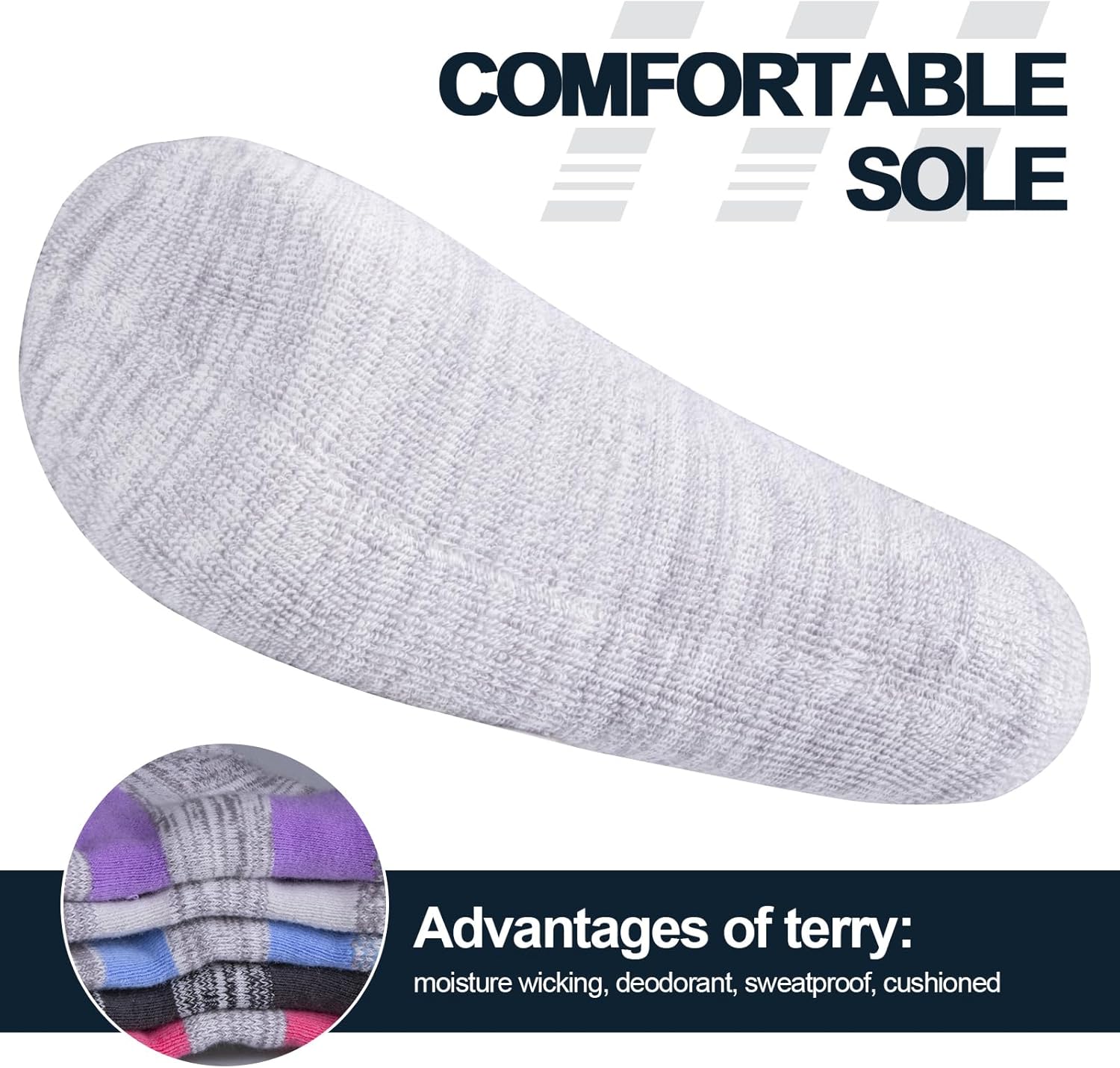 YUEDGE 5 Pairs Women's Outdoor Hiking Socks For Women, Moisture Wicking Athletic Cushioned Crew Socks Padded Work Boot Socks - Image 5